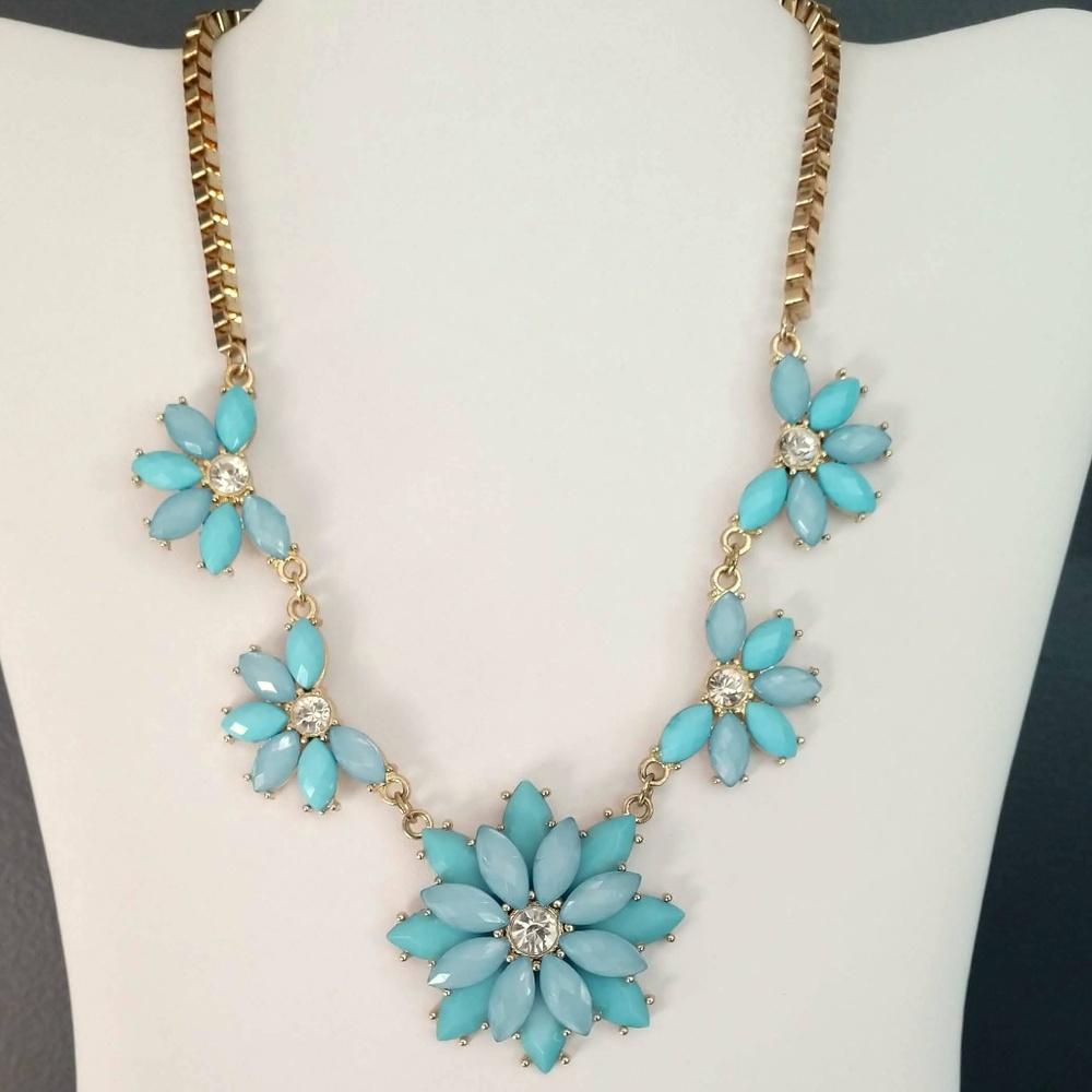 Blue floral statement necklace